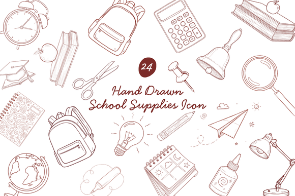 24 Hand Drawn School Supplies Icons: A Strategic Asset for Modern Creators