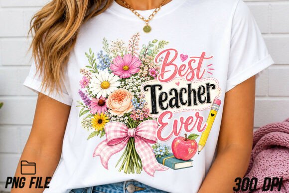 Best Teacher Ever PNG Floral Teacher PNG