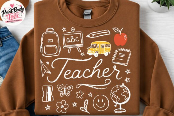 Bringing Cozy Retro Classroom Vibes to Your Apparel Collection with the Retro Brown Teacher Doodle PNG