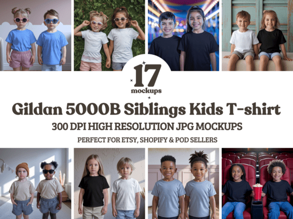 Bringing Your Designs to Life: The Kids Gildan 5000B Siblings Mockup Bundle