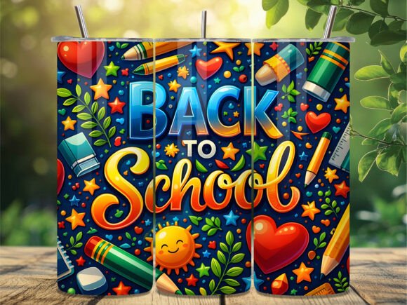 Colorful Back to School PNG Tumbler Wrap