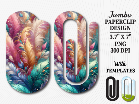 Colorful Peacock Feather Jumbo Paperclip Design