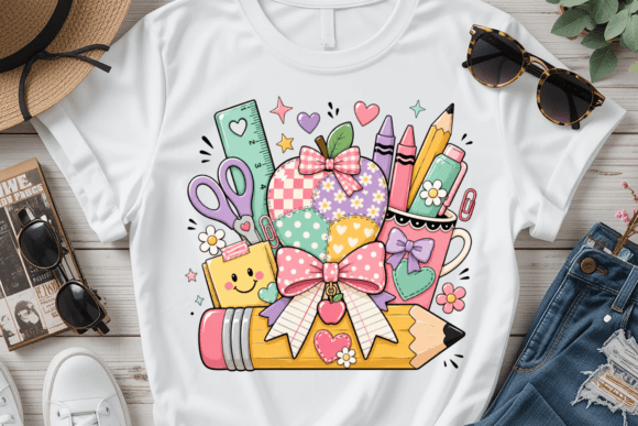 Cute Teacher Supplies PNG Design