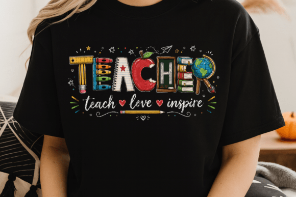 Elevating Educator Identity with the Teacher Teach Love Inspire PNG Design