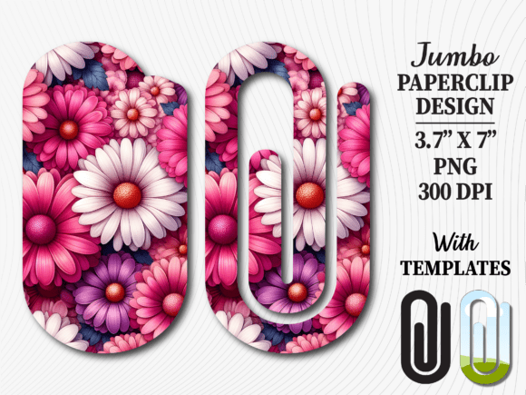 Floral Daisy Pattern Jumbo Paperclip