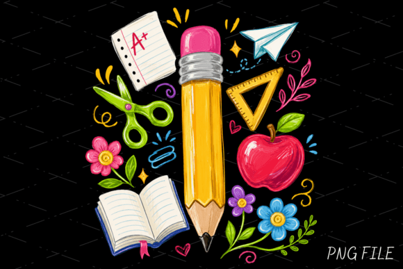 Floral Teacher Pencil PNG Design: Bringing Color to Your Classroom Projects
