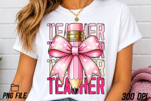 Preppy Teacher Gift PNG, Pink Bow Teacher: A Strategic Asset for Educational Branding and Creative Projects