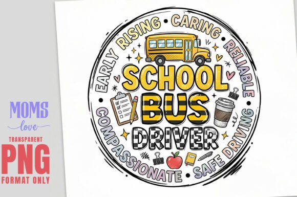 School Bus Driver Png Sublimation Design