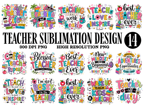 Teacher Sublimation Bundle PNG Colorfu: The Ultimate Solution for Vibrant Back to School Designs