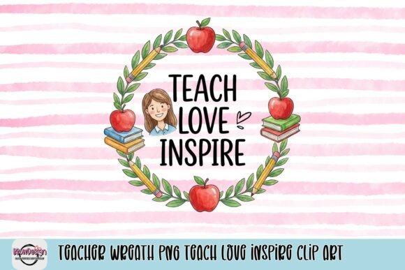 Teacher Wreath PNG Teach Love Inspire Clip Art: A Strategic Asset for Educator Branding and Gifts